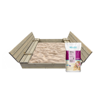 Smėlio dėžė Bonus Orbis, 140x140cm, su patiesalu ir 300kg smėlio, pilka