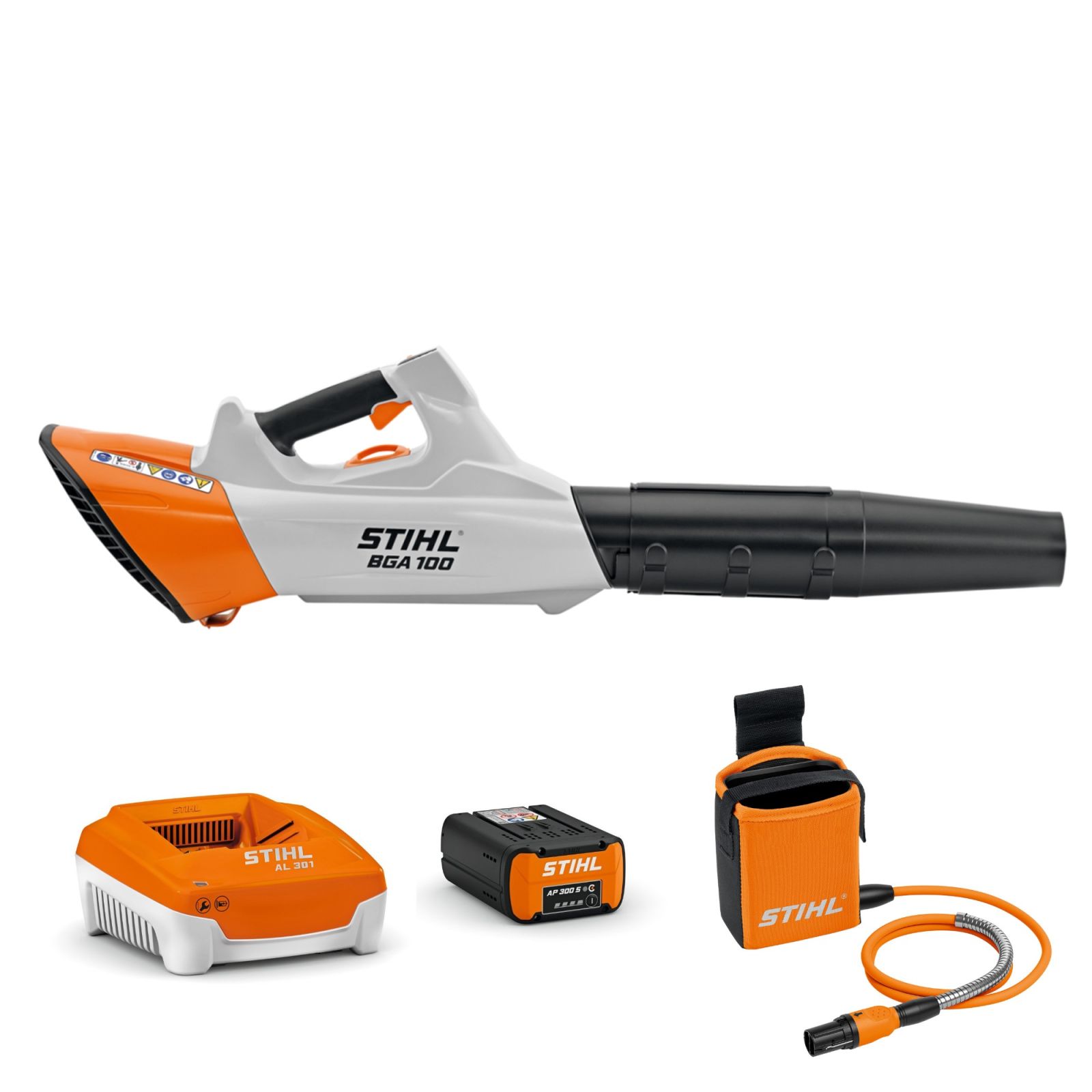 Akumuliatorinis pūtiklis STIHL BGA 100 komplektas su dėklu su prijungimo kabeliu AKCIJA